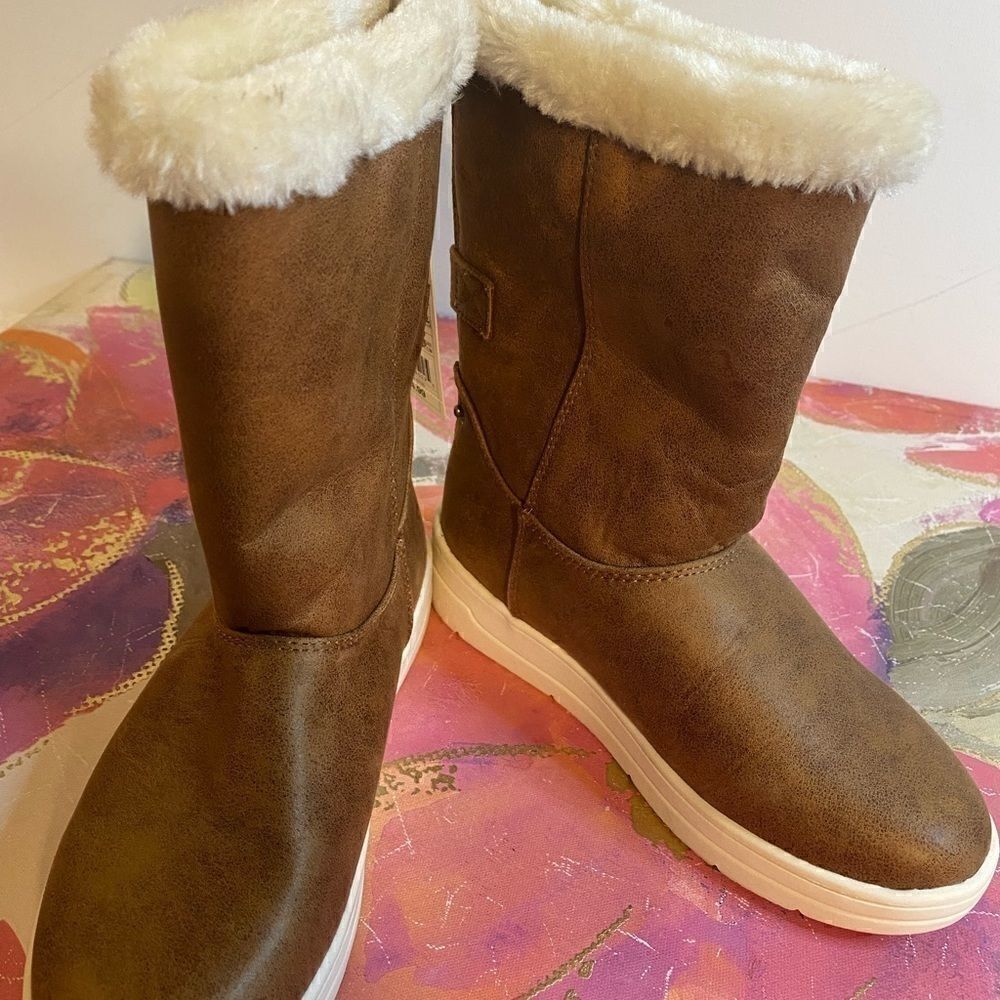 💥Cat & Jack Girl  faux suede shearling Boot -1 - Picture 4 of 11
